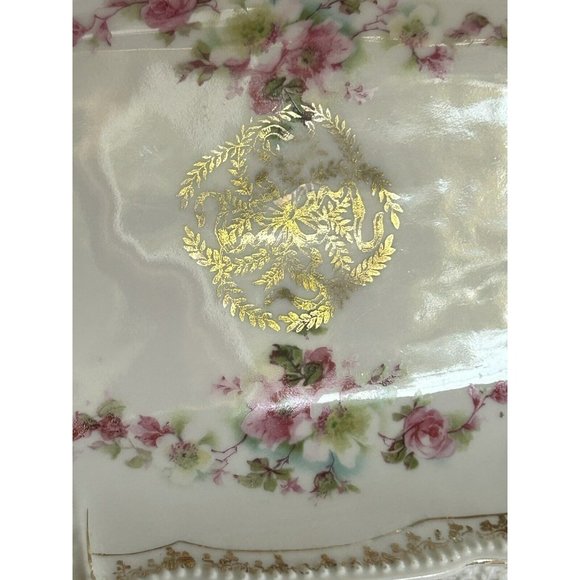 Antique Celery Dish 1909-1916 Three Crown China Germany Pink Roses & Gold Accent - Picture 3 of 14